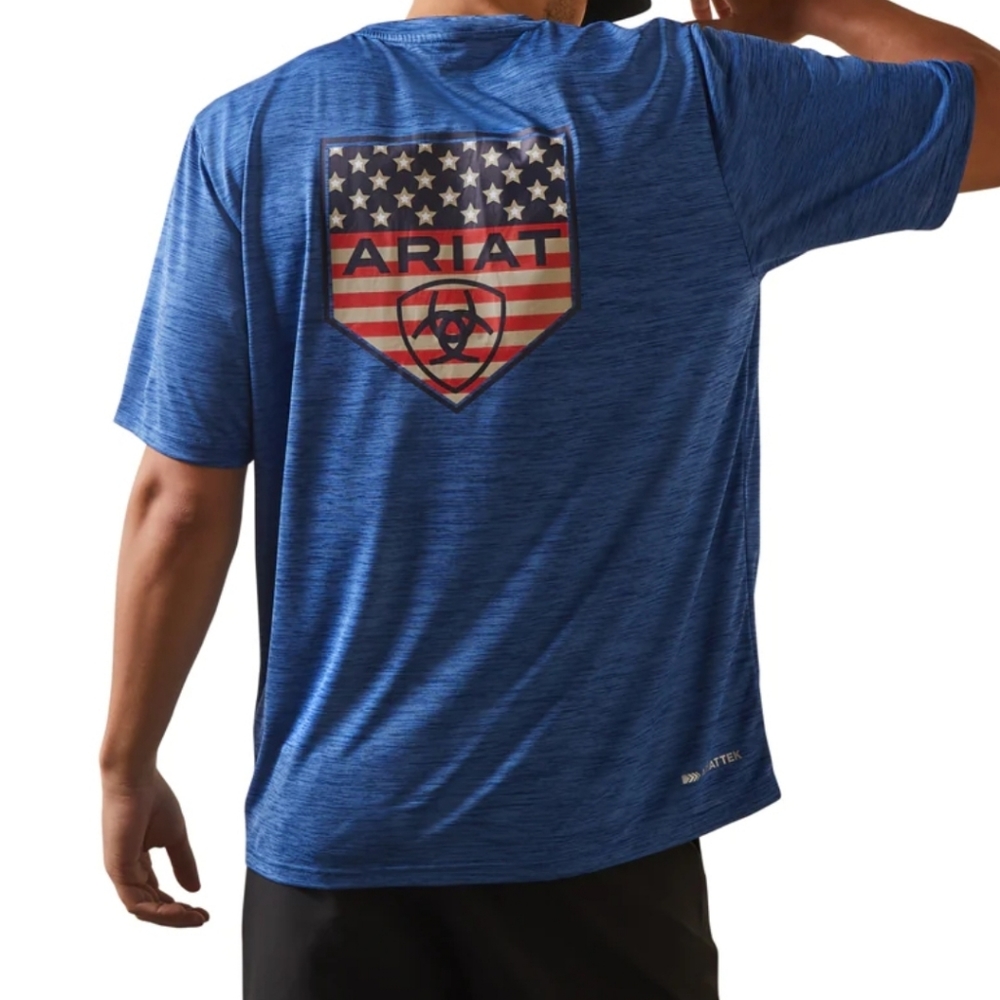 Ariat NEW Men's Charger Proud Shield SS T-Shirt in Monaco Blue Sz Medium